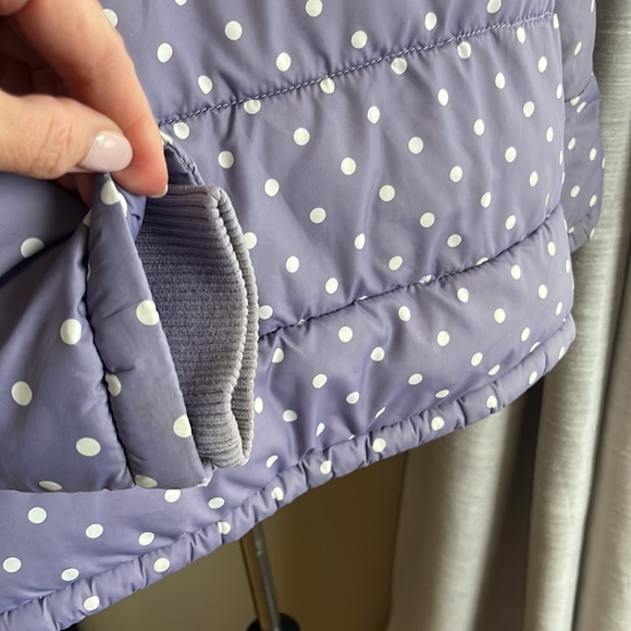 Mini Boden girls 7-8y puffer jacket/vest purple polka dot - Picture 9 of 13